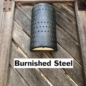 Handmade Ceramic Wall Sconce with Hole Rain Drops - Coastal Dark Sky Outdoor Lighting - Customizable Industrial Exterior Sconce - Unique
