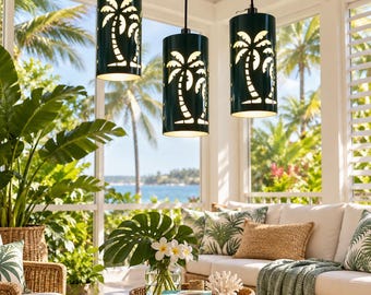 Palm Trees Coastal Ceramic Pendant Light – Nautical Lighting