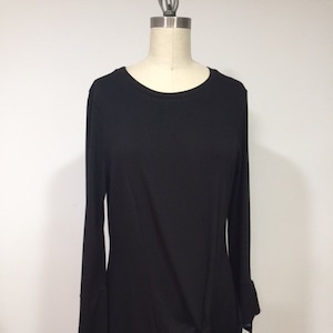 Asymmetric Tunic, Knit Fabric Tunic, Black Tunic, Black Top, Long Sleeves Top,Unique Top, Fashion Tunic