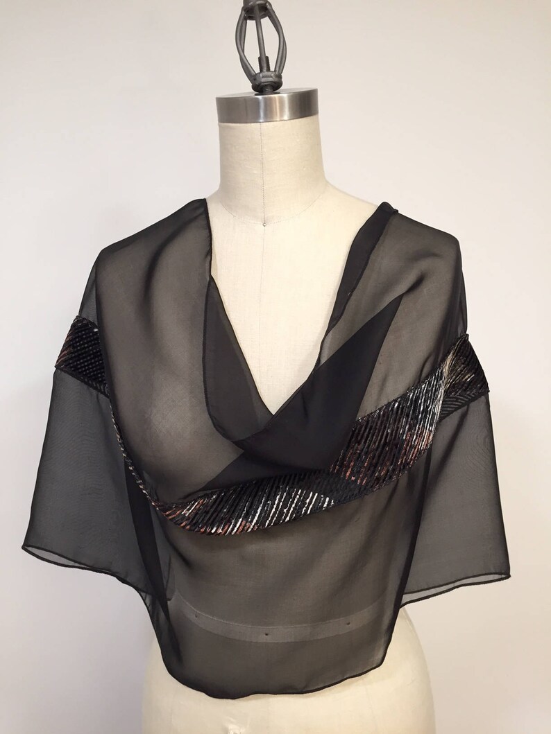 Black Silk Chiffon With Silk Velvet Infinity Scarf Earth - Etsy