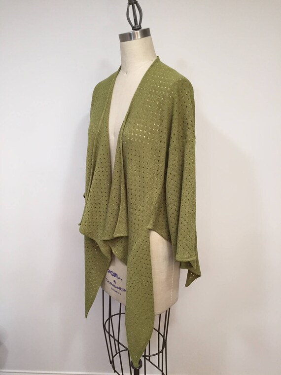 Green With Metalic Strip Jacket, Knit Fabric Jacket, Summer Jacket, Bolero, Cardigan, Sweater, Blazer