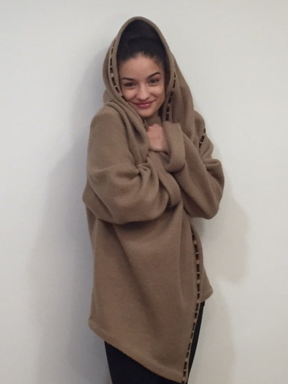 Olimpias Asymmetric Jacket, Beige Jacket, Avant Garde Coat, Wool Blend Knit Fabric, Blazer, Fall Spring Jacket