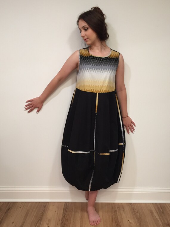 Cotton dress, black dress, diamonds pattern, oversized dress, sleeveless dress, kaftan, casual dress,
