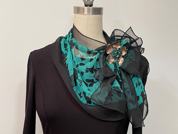 Chiffon black and green scarf