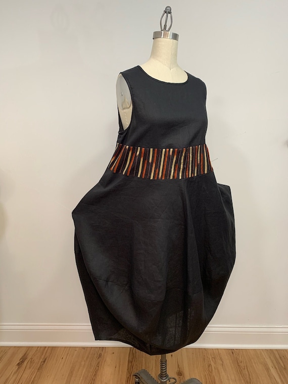 Linen dress, black dress, summer dress, oversized dress, plus size, sleeves dress, dress with pockets, kaftan, relaxed fit