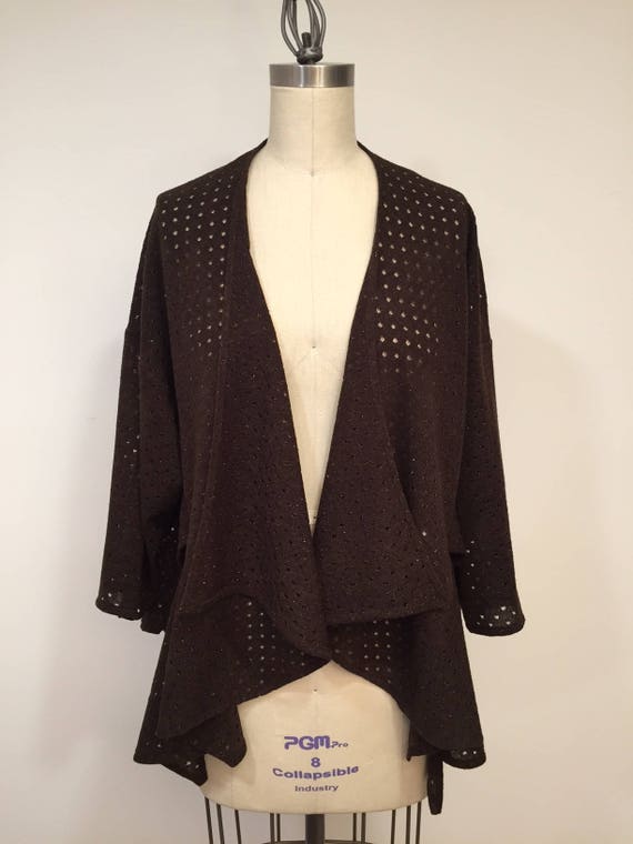 Brown Jacket With Metalic Strip, Knit Fabric Jacket, Summer Jacket, Bolero, Cardigan, Sweater, Blazer