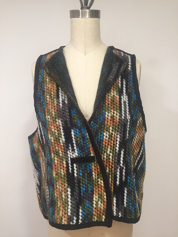 Reversible vest ,multicolor vest, wool blend vest, plus size vest
