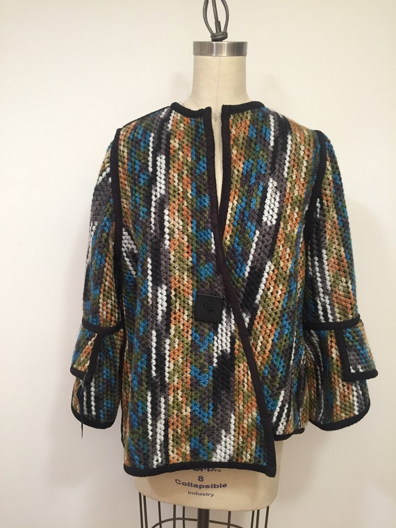 Olimpia's reversible asymmetrical jacket, multicolor  jacket, wool blend, coat, 3/4 sleeves, spring jacket,