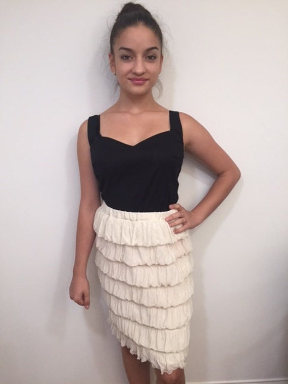 Convertible Piece, Skirt or Straples Top, Ruffled Skirt Top, Off White, Ivory, Soft and Stretchy Ruffled Fabric, Straples Top, Maternity