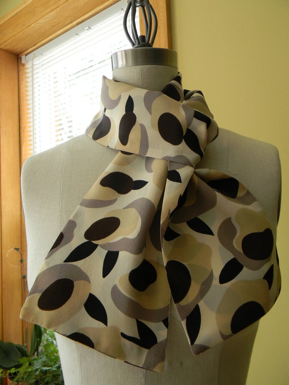 Floral Silk Scarf In Fall Colors, Skinny Scarf, Fall Mini Scarf, Fashion Scarf, Gift For Her, Valentines Day Gift