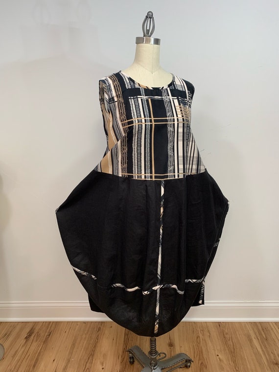 Linen and cotton dress, summer dress, black dress, oversized dress, plus size , sleeveless dress, relaxed fit