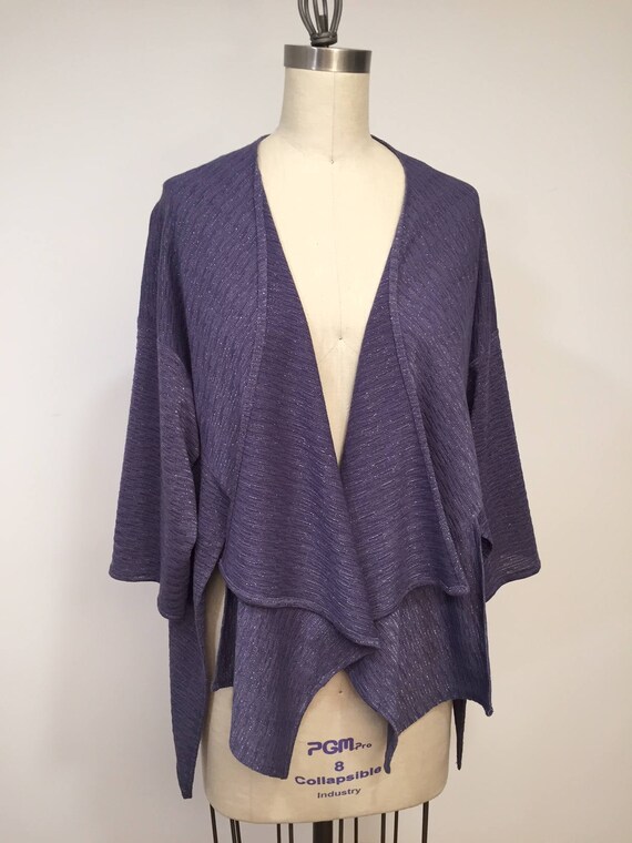 Lavender Jacket With Metalic Strip, Knit Fabric Jacket, Summer Jacket, Bolero, Cardigan, Sweater, Blazer