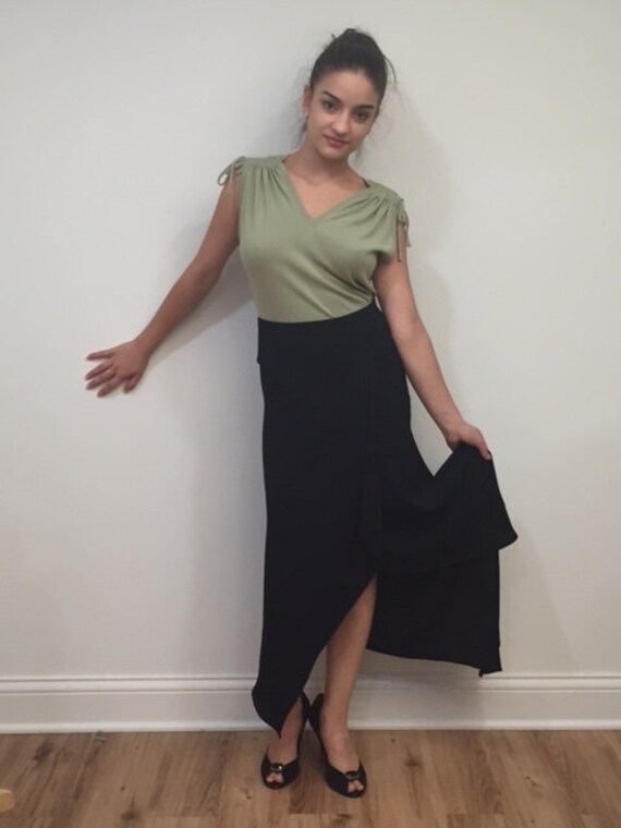 Asimmetrical Black Crepe Silk Skirt Long Skirt, Women's Faskion