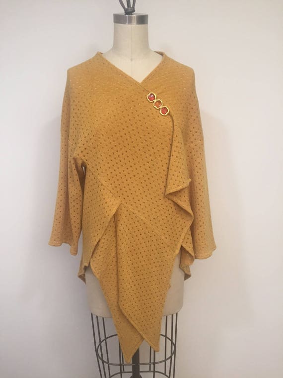 Yellow Jacket With Metalic Strip, Knit Fabric Jacket, Summer Jacket, Bolero, Cardigan, Sweater, Blazer