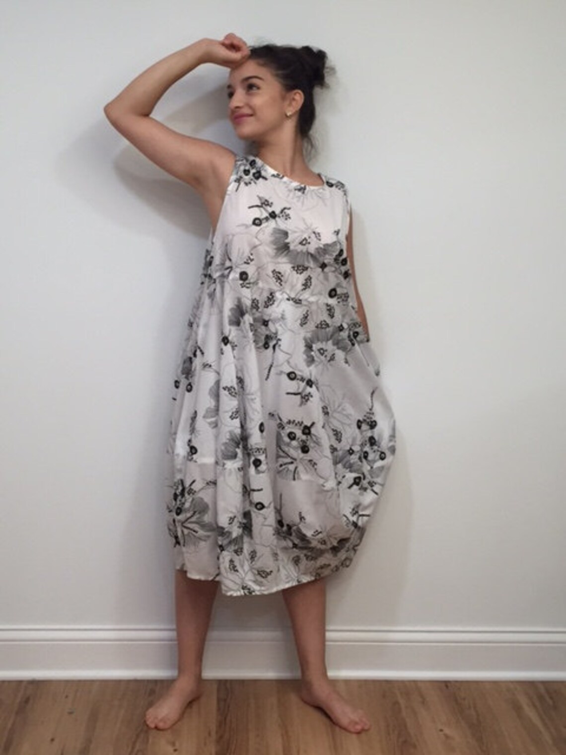 Embroidered Cotton Dress White Dress With Black Embroidery Etsy