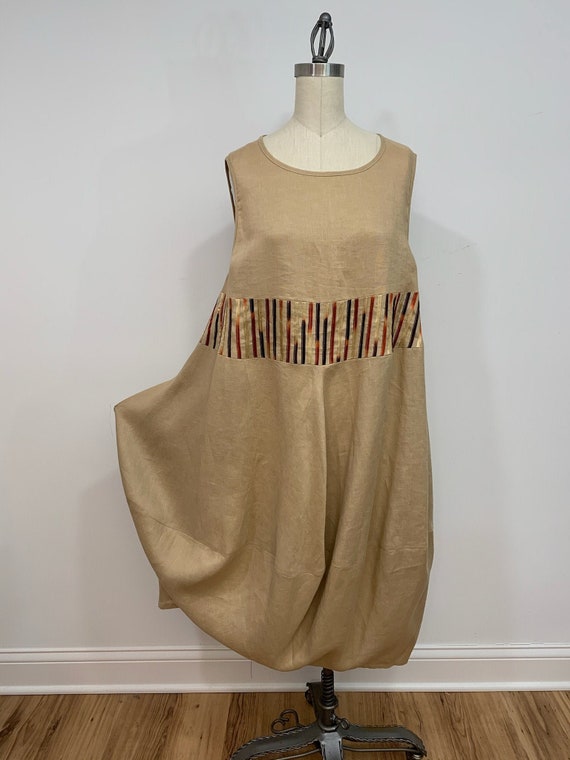 Linen dress, beige dress, summer dress, oversized dress, plus size, sleeveless dress, dress with pockets, kaftan. relaxed fit