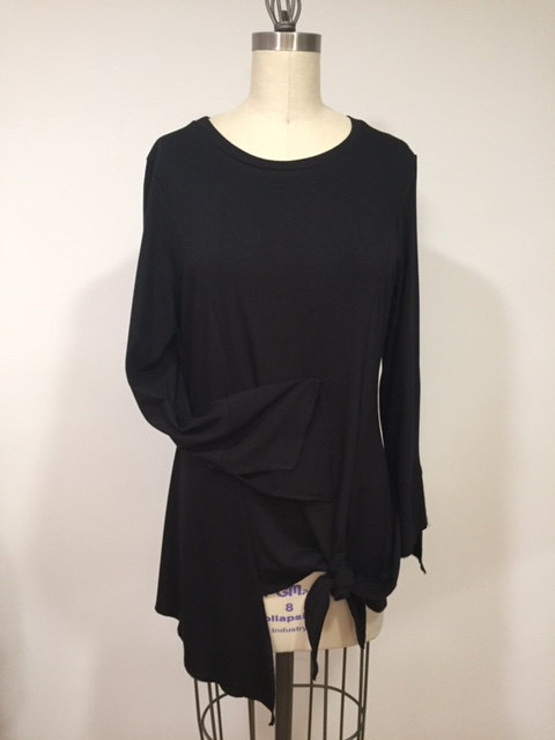 Asymmetric Tunic, Knit Fabric Tunic, Black Tunic, Black Top, Long Sleeves Top,unique Top