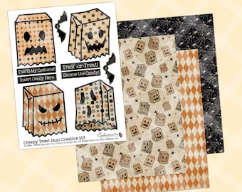 Digital Printable Halloween Cards - Halloween Printable Card Kit - Halloween Party Printable - DIY Halloween Printable Favor Bag Card Kit