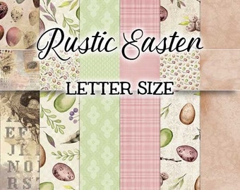 Digital Printable Paper - EASTER - Easter Digital Paper - Letter Size - Digital Scrapbook - Cardmaking - Spring - Shabby Chic Easter Papers