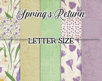 Digital Printable Paper - Spring Bulbs Digital Paper - Letter Size - Digital Scrapbook - Cardmaking - Spring - Shabby Chic Spring Papers