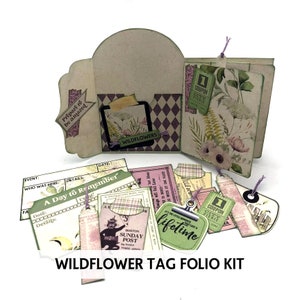 Junk Journal Printable - Loaded Tag Folio Kit - Floral Tag Folio - Tag Mini Booklet - Printable Tag Pocket Folio Kit - Floral Tag Folio Kit