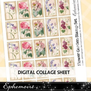 Junk Journal Printable - Digital Printable Faux Stamps - Fussy Cut - Cardmaking - Digital Scrapbook - Faux Stamp Printable - Stamp Clipart