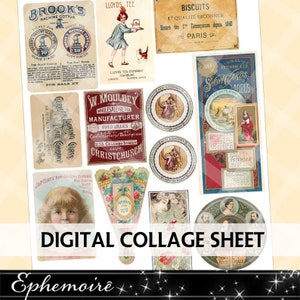 Junk Journal Printable - VINTAGE EPHEMERA - Fussy Cut - Digital Scrapbook - Cardmaking - Fussy Cut Printable Ephemera - Vintage Trade Cards