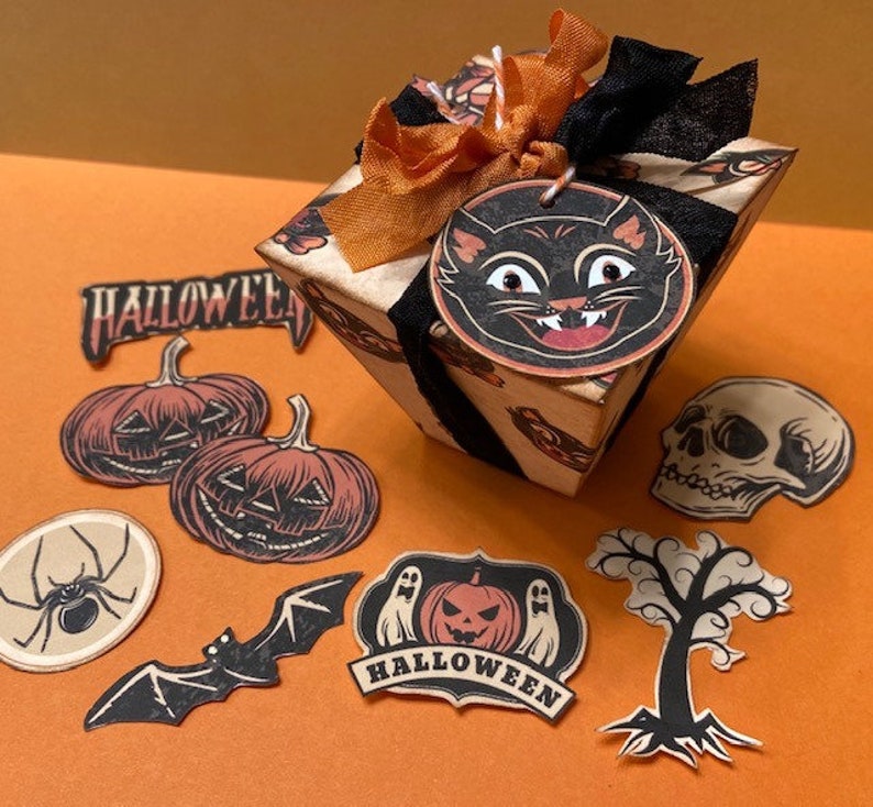 Printable Treat Box RETRO HALLOWEEN Favor Candy Bag - Etsy