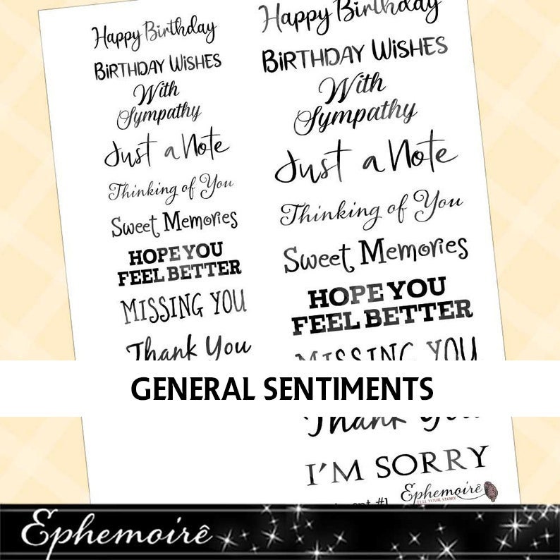 Birthday Sentiments Digital Stamp Set - Basic Birthday Sentiment Stamps -  Birthday stamp - Sentiment digital stamps - Birthday Sayings