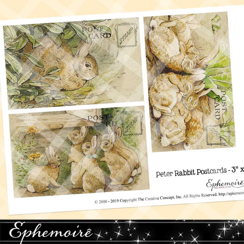 Junk Journal Printable PETER RABBIT Postcards Beatrix - Etsy
