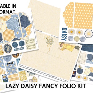 Junk Journal Printable - Digital Printable Folio Kit - Denim and Daisy - Journal Printable - Daisy Printable Folio - Journal Insert