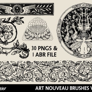 Photoshop Brushes Art Nouveau Digital Stamps PNG Clipart Ornamental Clipart Photoshop Add On Digital Scrapbook ABR Clipart image 1