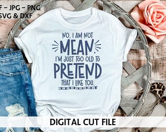 Snarky Digital Cutting File - Too Old to Pretend That I Like You - Sarcastic SVG - Snarky - Sassy - Funny Cut File - Sarcastic SVG File