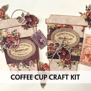 Junk Journal imprimable - TASSE À CAFÉ Craft Kit - Album numérique - Carte de voeux - Mini livre AUTOMNE - Porte-carte cadeau imprimable numérique