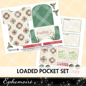 Junk Journal para impressão - Bolso carregado de NATAL - Bloco de colcha - Álbum de recortes digital - Criação de cartões - Natal vintage - Bolso de diário carregado