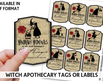 Creepy Halloween Apothecary Label - Witch Apothecary Fussy Cut Ephemera - Digital Scrapbook - Cardmaking - Halloween Apothecary Labels