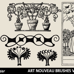 Photoshop Brushes Art Nouveau Digital Stamps PNG Clipart Ornamental Clipart Photoshop Add On Digital Scrapbook ABR Clipart image 4