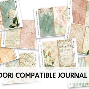 Junk Journal Kit - Peach Floral - Midori Compatible - Travelers Notebook - Digital Scrapbook - Cardmaking Papers - Floral Junk Journal Kit