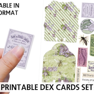 Afdrukbare DEX-kaarten met ephemera - Viooltjes en bijen - afdrukbare dex-kaart - afdrukbare dex-kaarten en versieringen - viooltjes Dex - Bee Dex