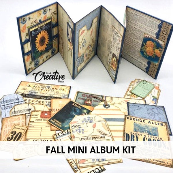 Printable MINI ALBUM Kit - Rustic Fall - Printable Accordion Album Kit - Digital Scrapbook - Cardmaking - Mini Album Printable Kit - PDF