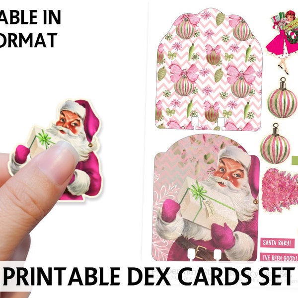 Digital Printable Dex Cards - RETRO CHRISTMAS - Collage Sheet - Printable DEX Card - Journal Printable - Christmas - Paper Crafting Kit