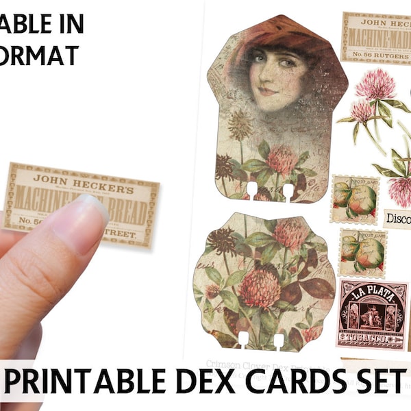 Digital Printable Dex Cards - Printable Crafts - Collage Sheet - Printable DEX Card - Journal Printable - Fall - Autumn - Paper Crafting Kit