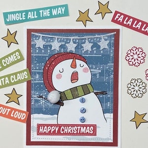 Digital Printable CHRISTMAS CAROLERS Card Kit Cardmaking Carolers Printable Christmas Card Fronts Snowman Printable Craft Kit image 6