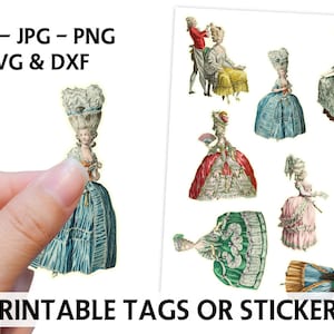 Junk Journal Printable - MARIE ANTOINETTE CLIPART - Fussy Cut - Digital Scrapbook - Cardmaking - French Ephemera - Marie Paper Dolls