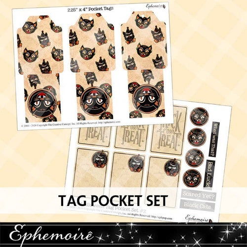 Junk Journal Printable COFFIN TAG POCKETS Loaded Pocket - Etsy