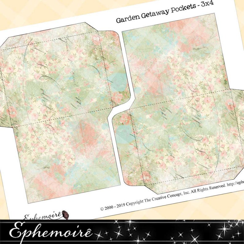 Printable Collage Sheet Printable Ephemera Pockets Collage Sheet GARDEN GETAWAY #1 Journaling Ephemera Journal Pocket