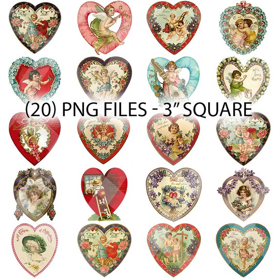 Digital Printable VALENTINE Diecuts Printable Clipart | Etsy
