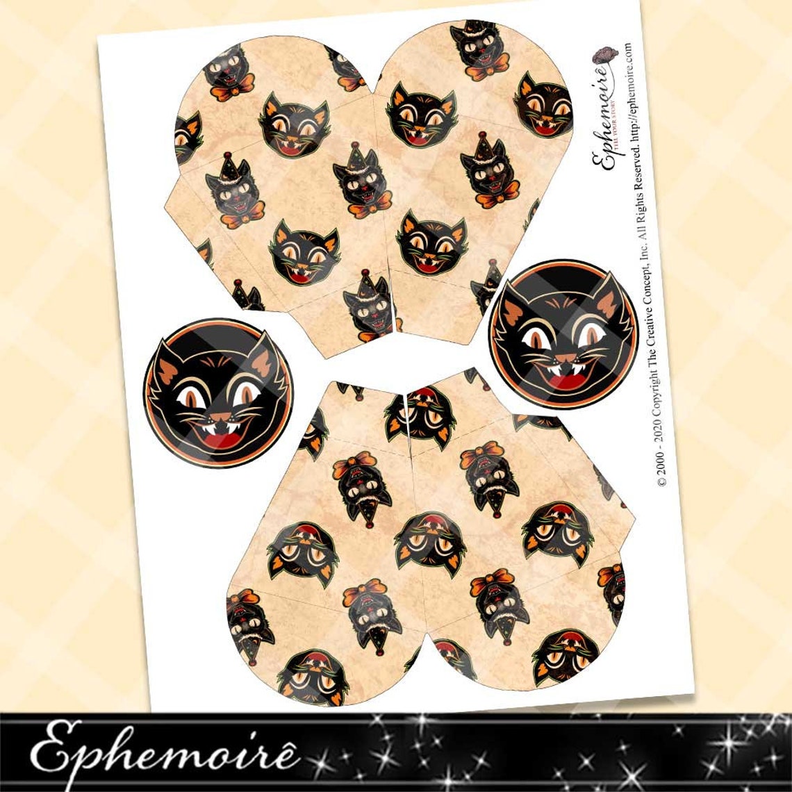 Printable Treat Box RETRO HALLOWEEN Favor Candy Bag - Etsy