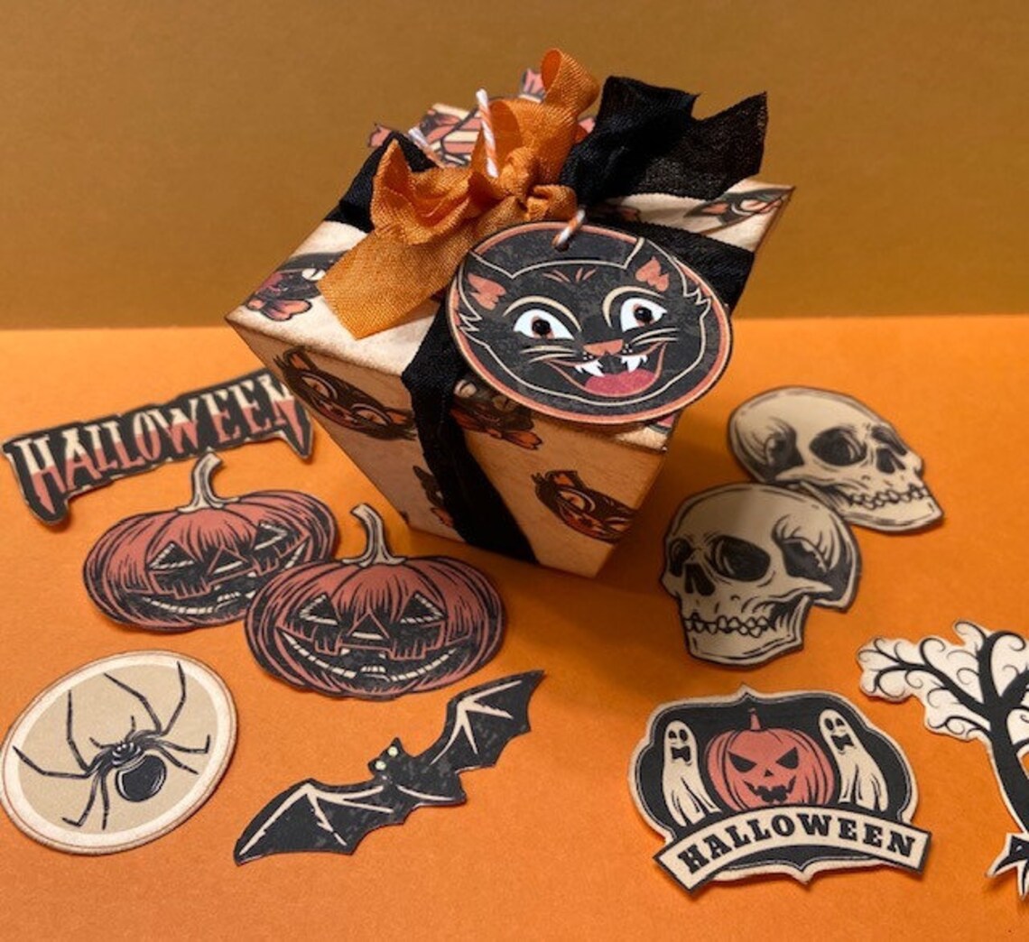 Printable Treat Box RETRO HALLOWEEN Favor Candy Bag - Etsy