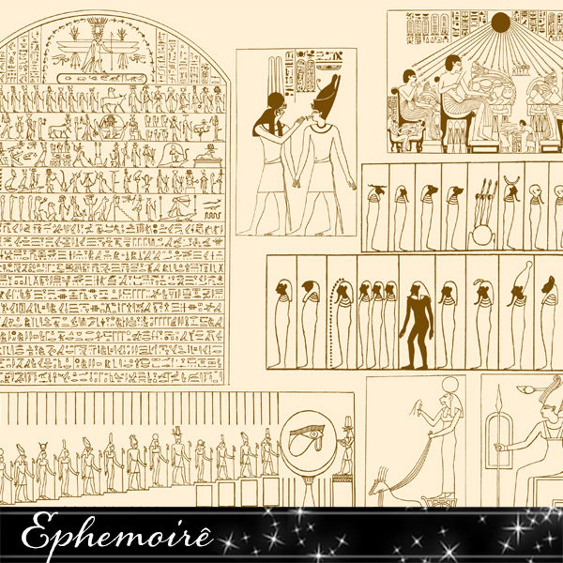 Brushes Egypt Heiroglyphics Cartouches Digital Etsy
